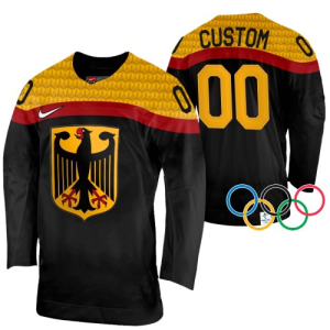 Deutschland Trikot Custom 2022 Winter Olympics Schwarz Authentic