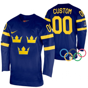 Schweden trikot Custom 2022 Winter Olympics Navy Authentic