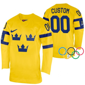 Schweden trikot Custom 2022 Winter Olympics Gelb Authentic