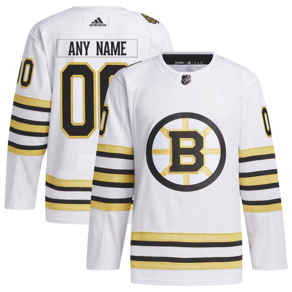 Boston Bruins Trikot Benutzerdefinierte 100th Anniversary Primegreen Authentic Weiß